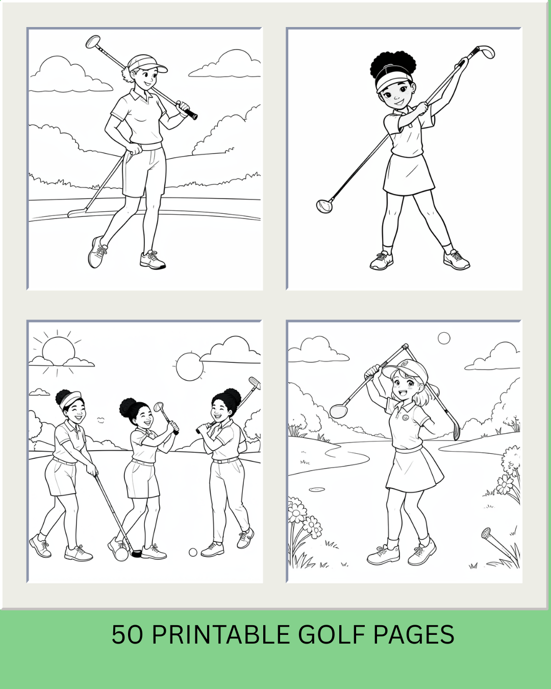 First Green Golf 50 printable golf pages